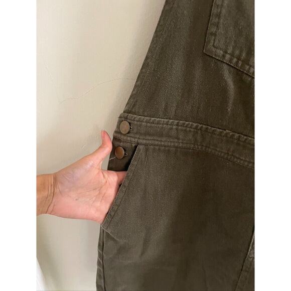 Forever 21 Skirtall Women's Medium Denim Mini Overalls Army Green 90s - Picture 4 of 8